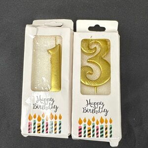 Elegant Gold Number 13 Birthday Candle Set
